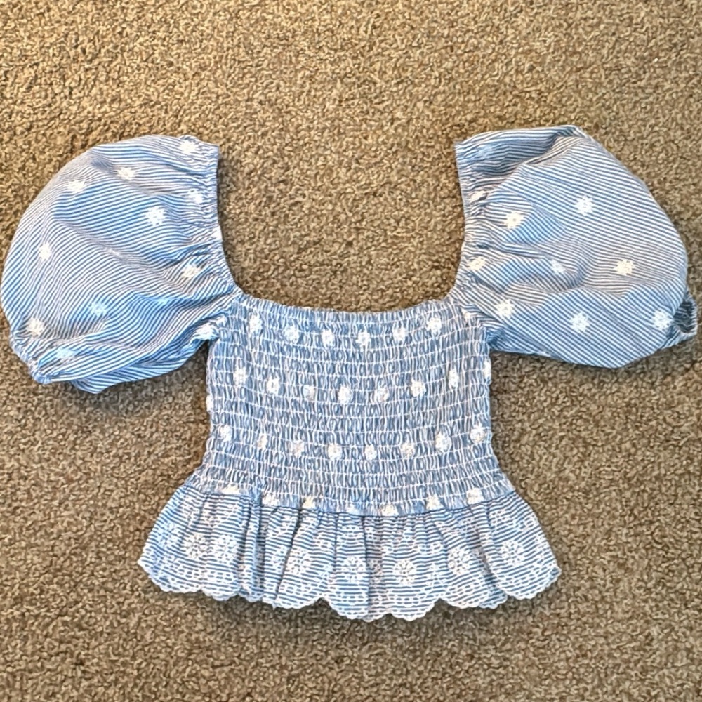 Blue Puff Sleeve Top - Picture 3 of 5
